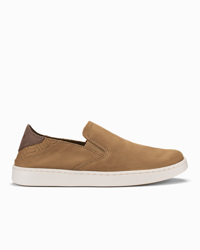 Women's OluKai Pehuea Leather Slip-On Shoes - Sahara