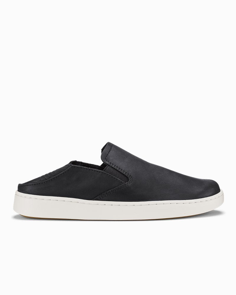 Women's OluKai Pehuea Leather Slip-On Shoes - Onyx