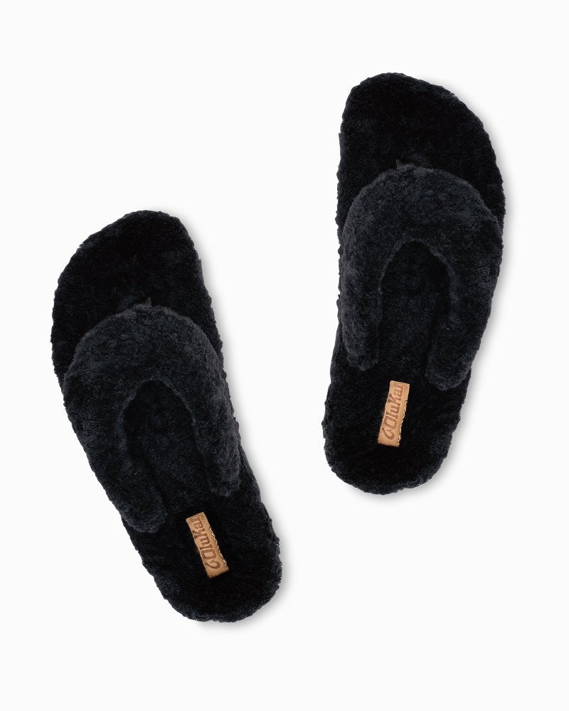 Women's OluKai Kīpe'a Heu Slippers - Black/Black
