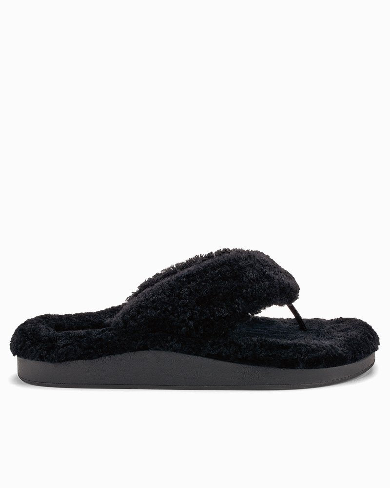 Women's OluKai Kīpe'a Heu Slippers - Black/Black