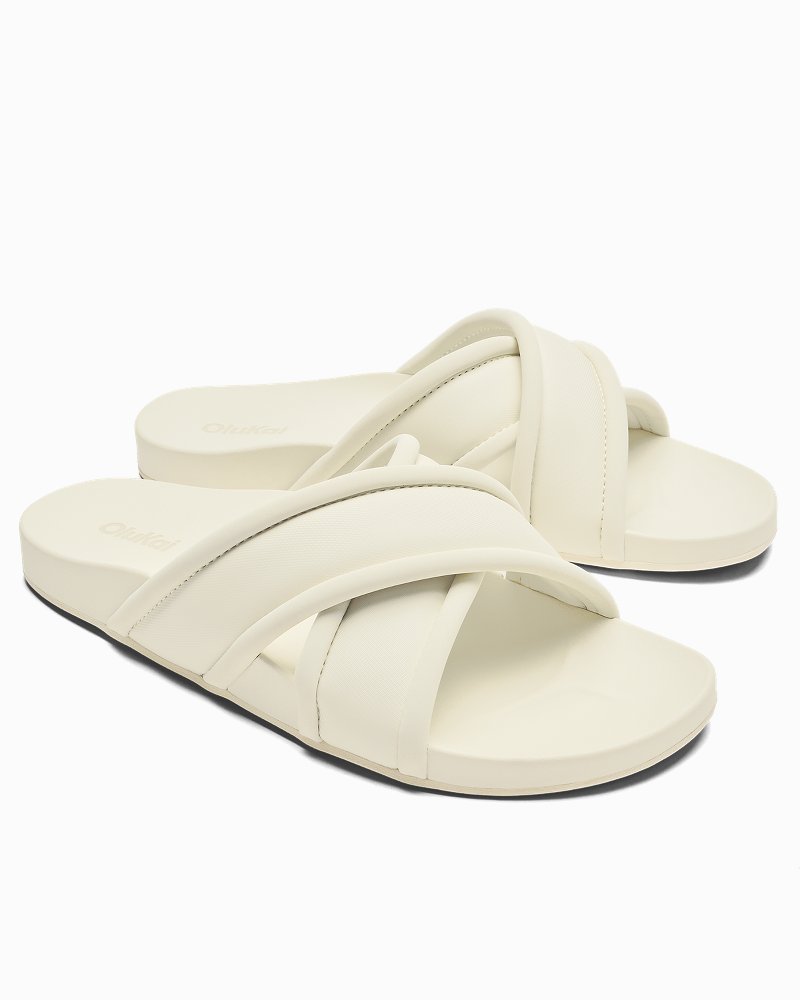 Women's OluKai Ani Slide Sandals - White Sand