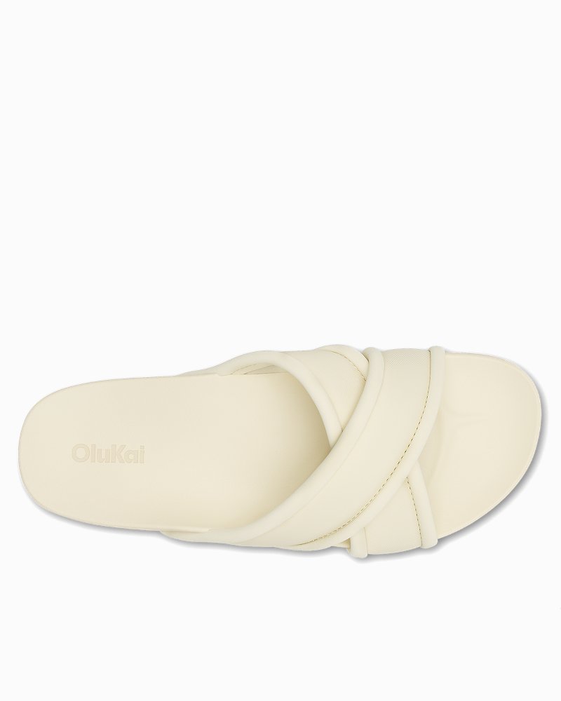 Women's OluKai Ani Slide Sandals - White Sand