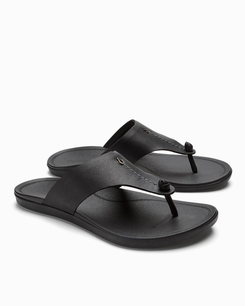 Women's OluKai Ho'opio Mele Sandals - Black