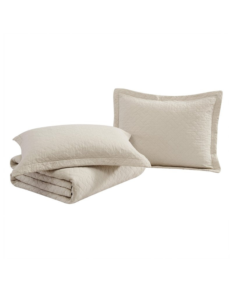 Raffia Solid 2-Piece Twin Quilt Set - Beige