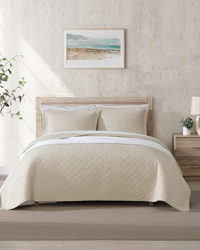 Raffia Solid 2-Piece Twin Quilt Set - Beige