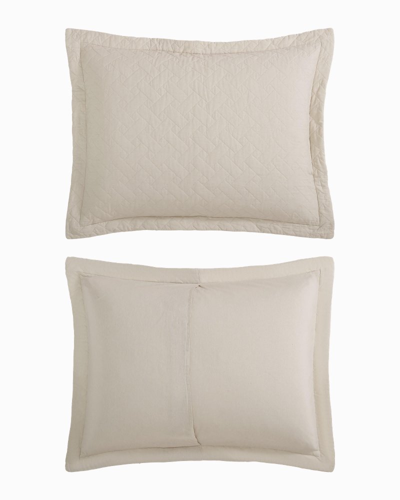 Raffia Solid 3-Piece Full/Queen Quilt Set - Beige