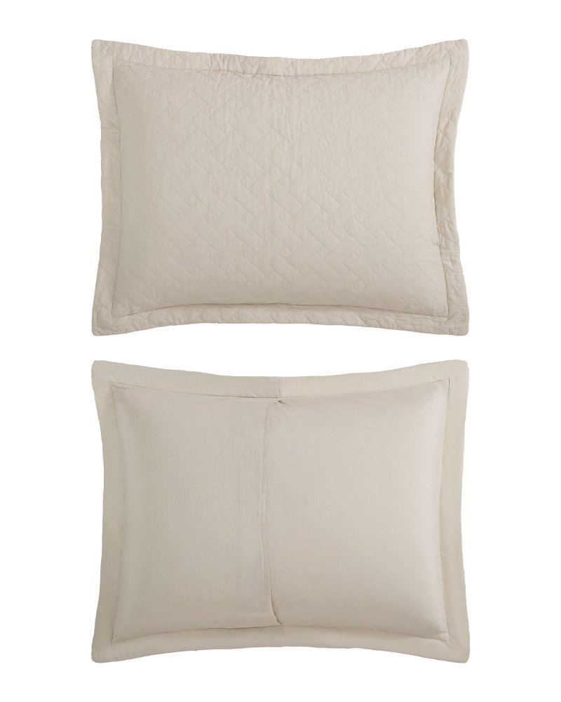 Raffia Solid 3-Piece King Quilt Set - Beige