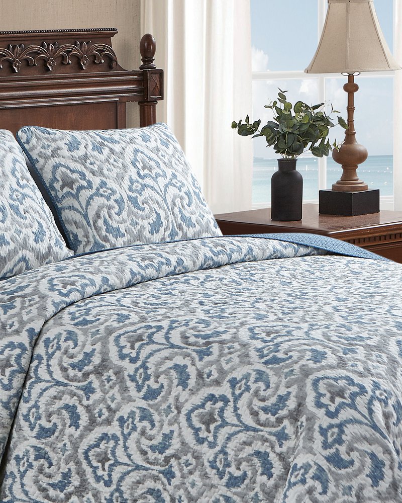 Cape Verde 3-Piece Full/Queen Quilt Set - Grey