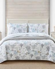 Beach Bliss Reversible 3-Piece Full/Queen Quilt Set - Grey