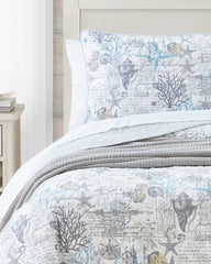 Beach Bliss Reversible 3-Piece King Quilt Set - Grey