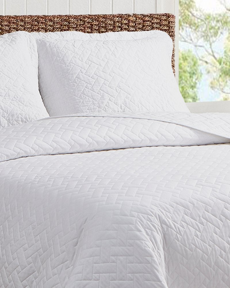 Raffia Solid 2-Piece Twin Quilt Set - White