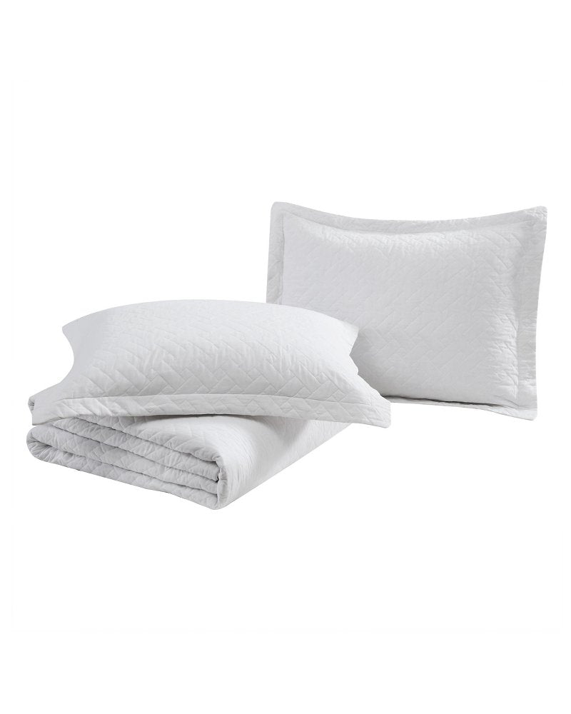 Raffia Solid 2-Piece Twin Quilt Set - White