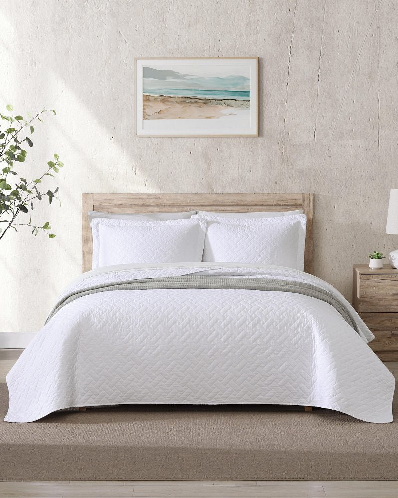Raffia Solid 2-Piece Twin Quilt Set - White