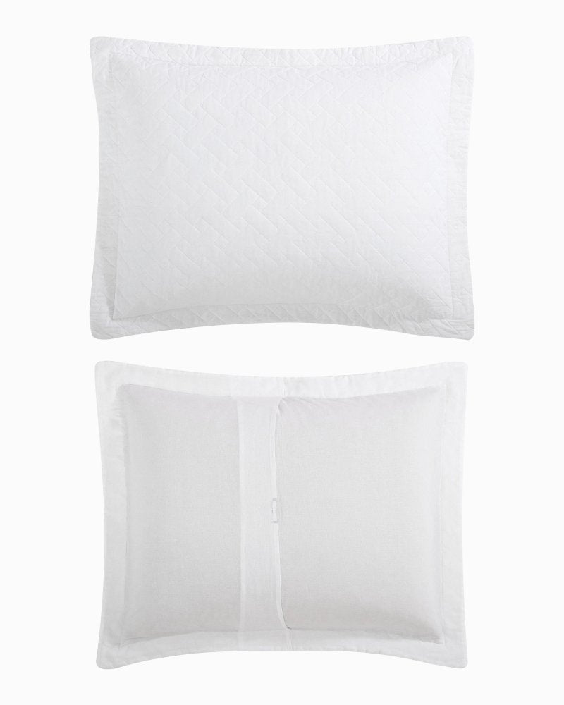 Raffia Solid 3-Piece Full/Queen Quilt Set - White