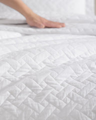 Raffia Solid 3-Piece King Quilt Set - White