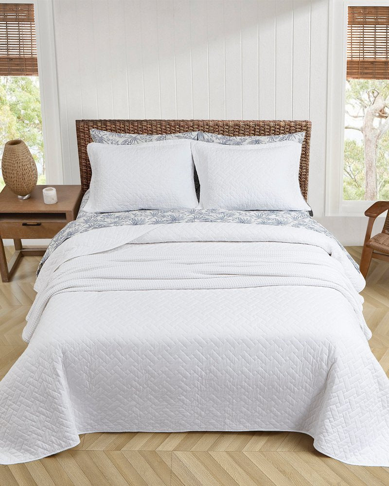 Raffia Solid 3-Piece King Quilt Set - White