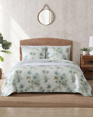 Serenity Palms Reversible Twin Quilt - Blue
