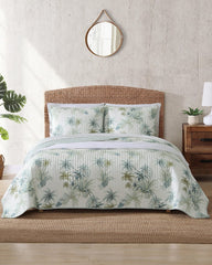 Serenity Palms Reversible King Quilt - Blue