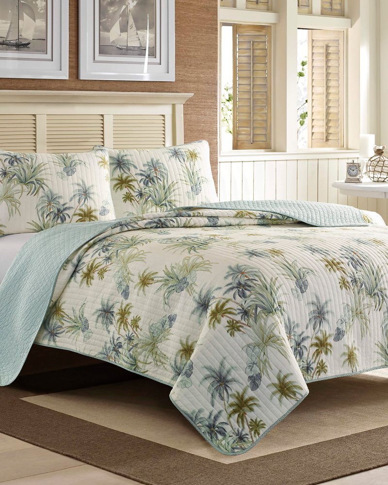 Serenity Palms King Quilted Sham - Blue