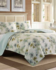 Serenity Palms King Quilted Sham - Blue