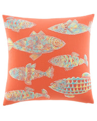 Batik Fish 20x20-inch Pillow - Multicolor