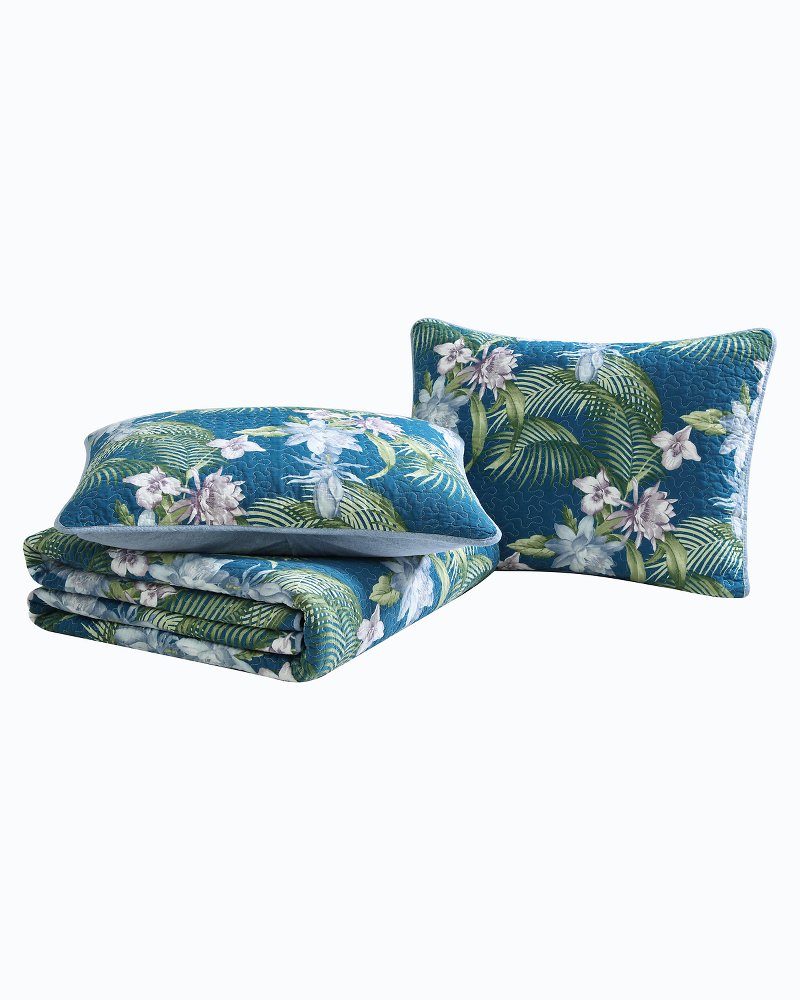 Southern Breeze Reversible 3-Piece Full/Queen Quilt Set - Blue