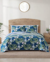 Southern Breeze Reversible 3-Piece Full/Queen Quilt Set - Blue