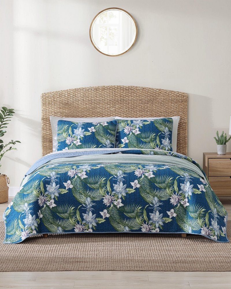 Southern Breeze Reversible 3-Piece King Quilt Set - Blue