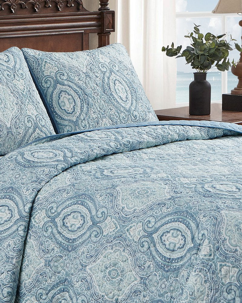 Turtle Cove 2-Piece Twin Quilt Set - Caribbean Sea