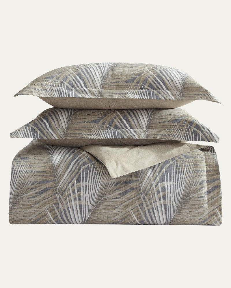Raffia Palms Reversible 4-Piece King Comforter Set - Grey