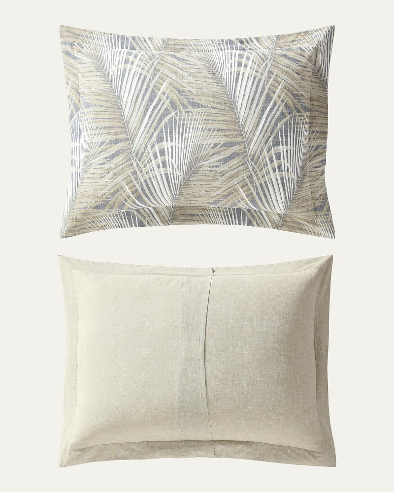 Raffia Palms Reversible 4-Piece King Comforter Set - Grey
