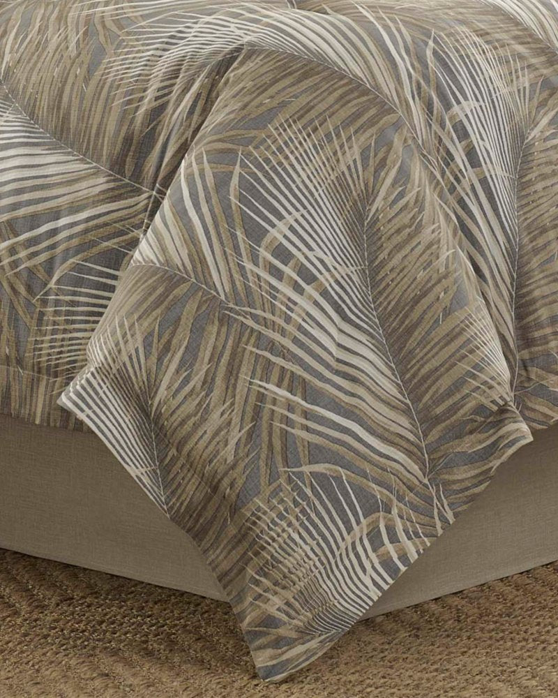 Raffia Palms Reversible 4-Piece California King Comforter Set - Grey