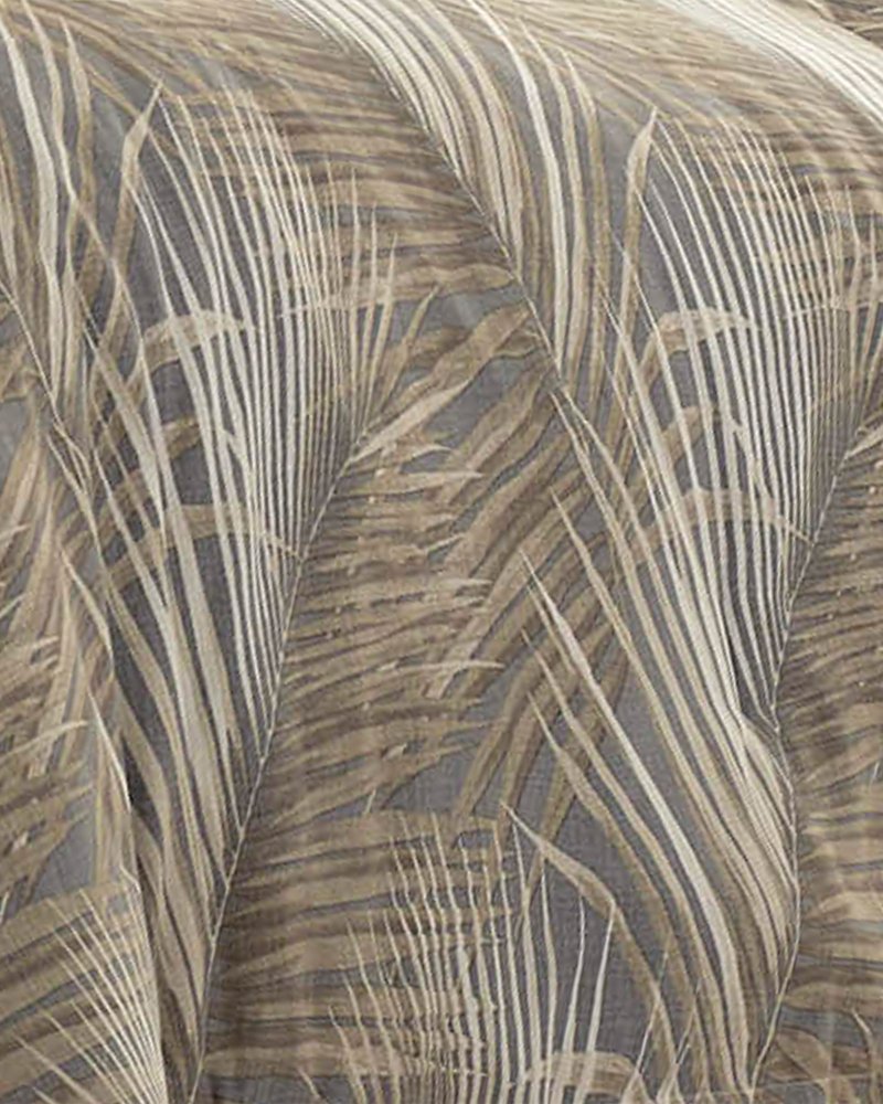 Raffia Palms Reversible 4-Piece California King Comforter Set - Grey