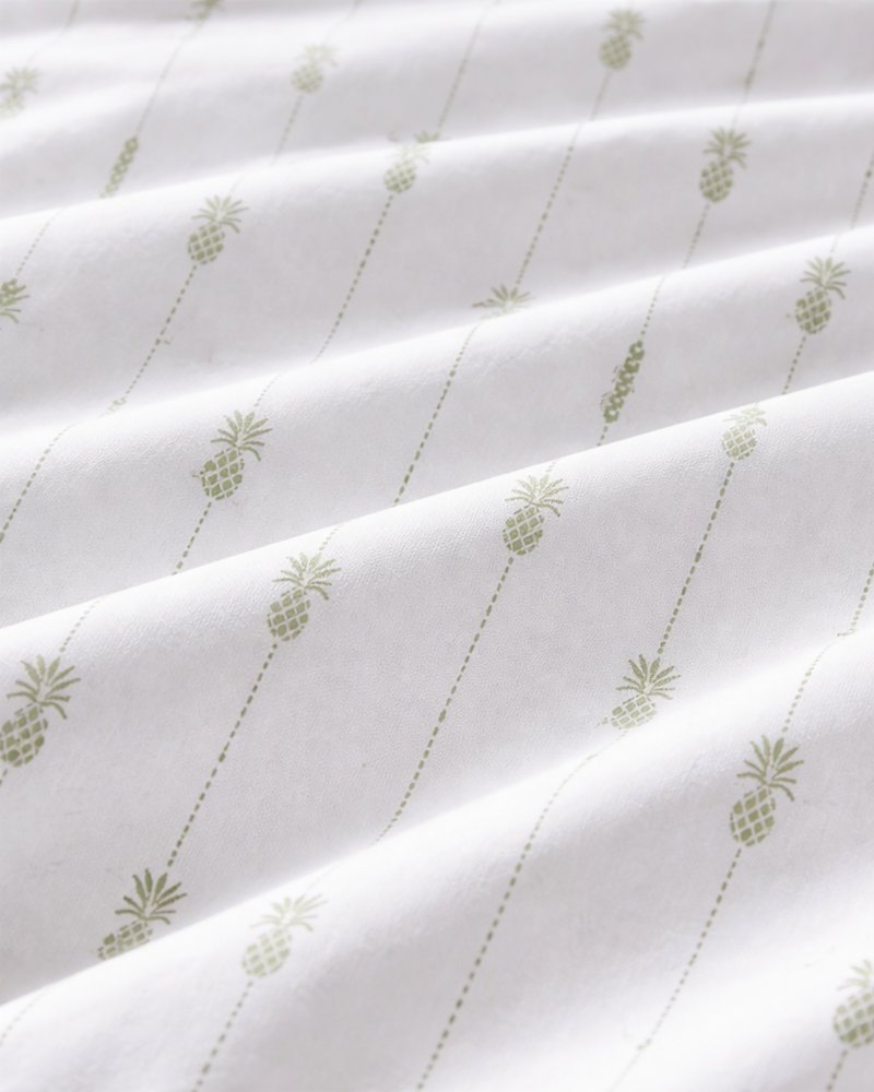 Pineapple Pinstripe 4-Piece King Sheet Set - Palm Green