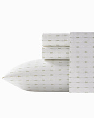 Pineapple Pinstripe 4-Piece King Sheet Set - Palm Green
