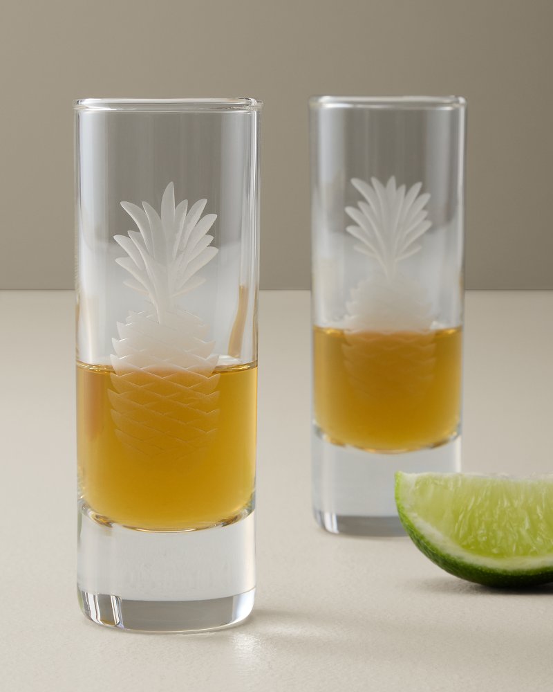 Etched Pineapple 2.5-oz. Shot Glasses — Set of 4 - Clear
