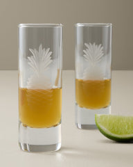 Etched Pineapple 2.5-oz. Shot Glasses — Set of 4 - Clear