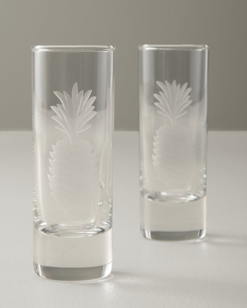 Etched Pineapple 2.5-oz. Shot Glasses — Set of 4 - Clear