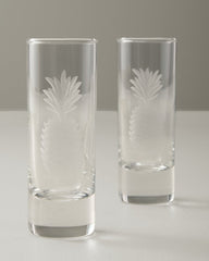 Etched Pineapple 2.5-oz. Shot Glasses — Set of 4 - Clear
