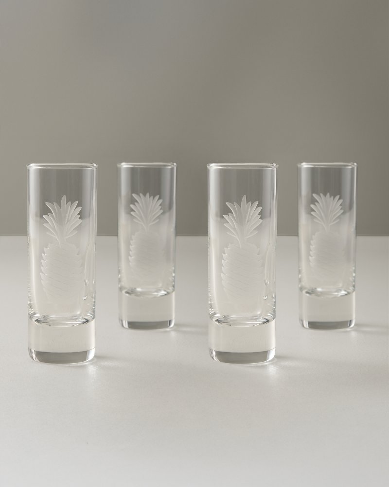 Etched Pineapple 2.5-oz. Shot Glasses — Set of 4 - Clear
