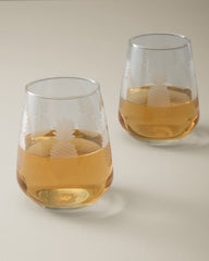 Etched Pineapple 15.75-oz. Stemless Wine Glasses — Set of 2 - Clear