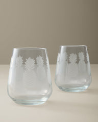Etched Pineapple 15.75-oz. Stemless Wine Glasses — Set of 2 - Clear