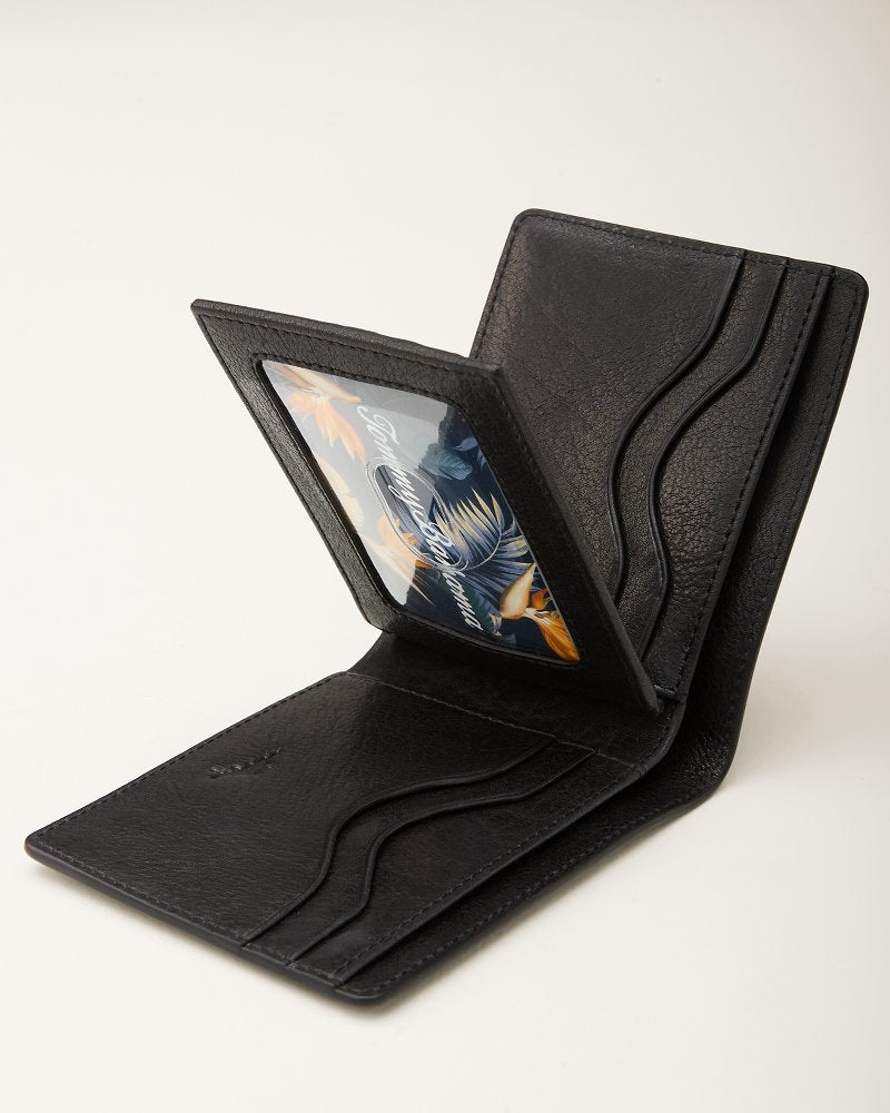 Leather Traveler Slim Fold Wallet - Black