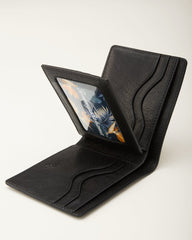 Leather Traveler Slim Fold Wallet - Black