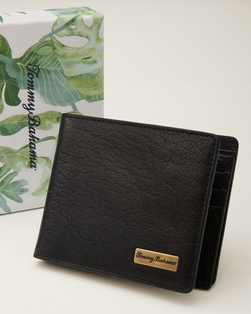 Leather Traveler Slim Fold Wallet - Black