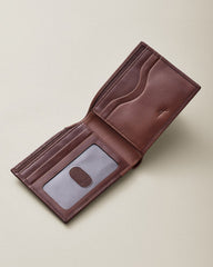 Woven Leather Slimfold Wallet - Brown