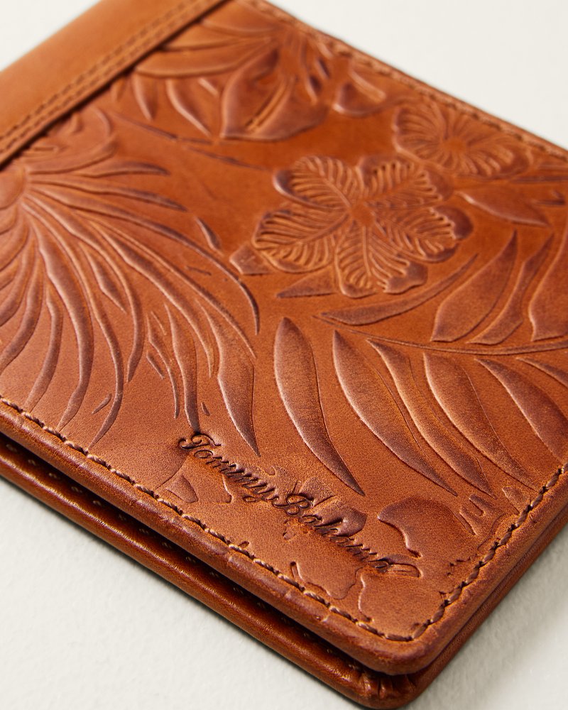 Embossed Bifold Leather Wallet - Tan