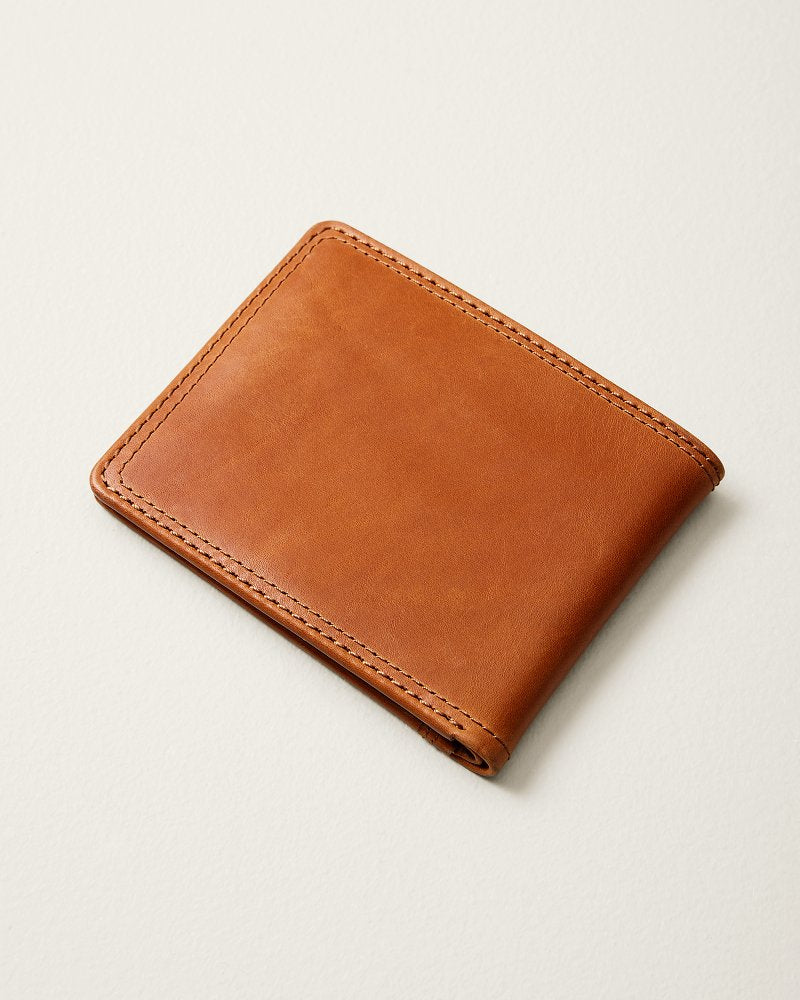 Embossed Bifold Leather Wallet - Tan
