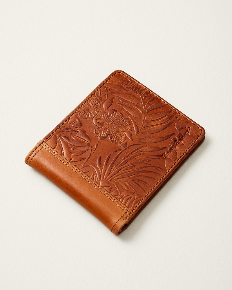 Embossed Bifold Leather Wallet - Tan