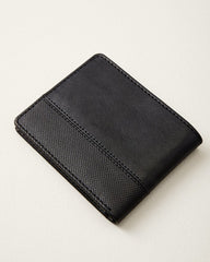 Textured Embossed Bifold Leather Wallet - Black